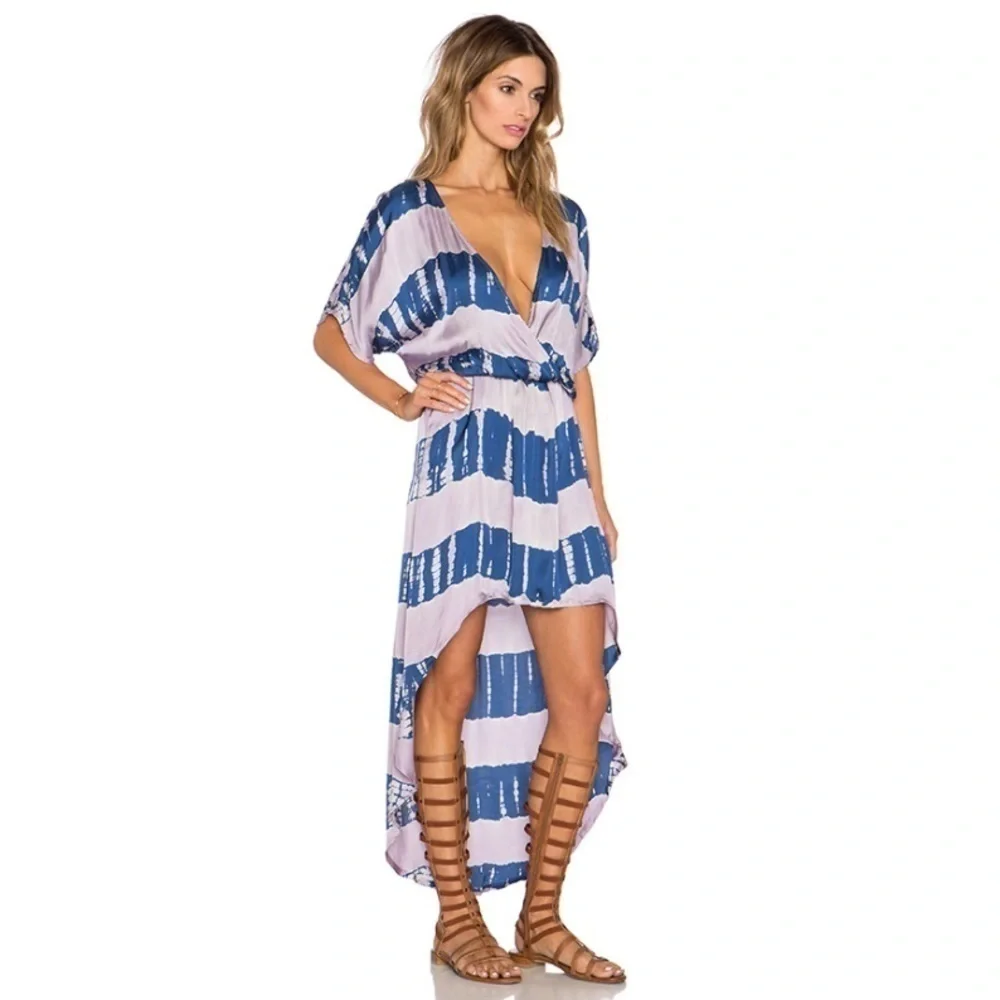 Gypsy 05 Satin Crosss Over Hi-Low Maxi Dress S